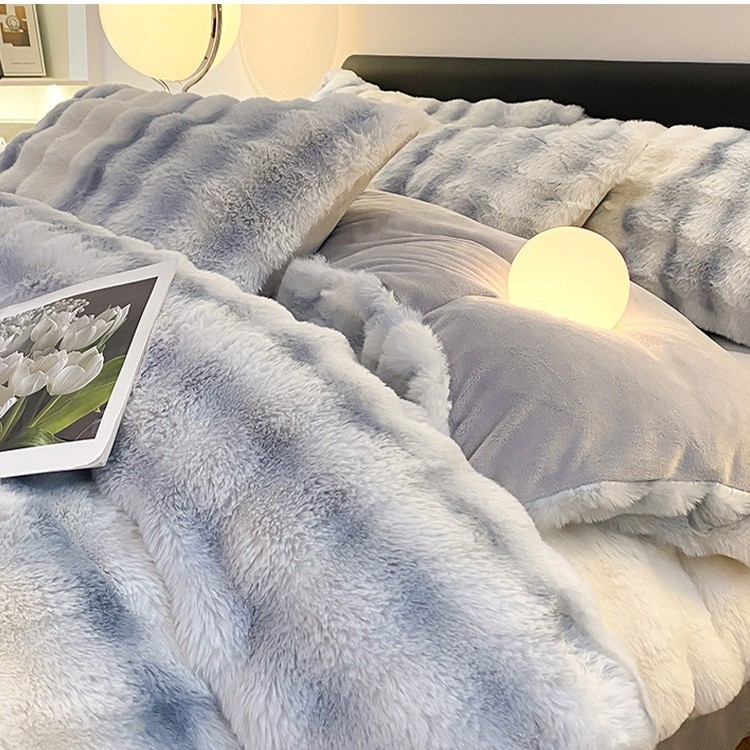 Triušio aksomas, keturių dalių, pieno spalvos aksominis, paminkštintas dvipusis, koralų spalvos aksominis, žieminės lovos paklodės užvalkalas, trijų dalių, 2025 m., naujas