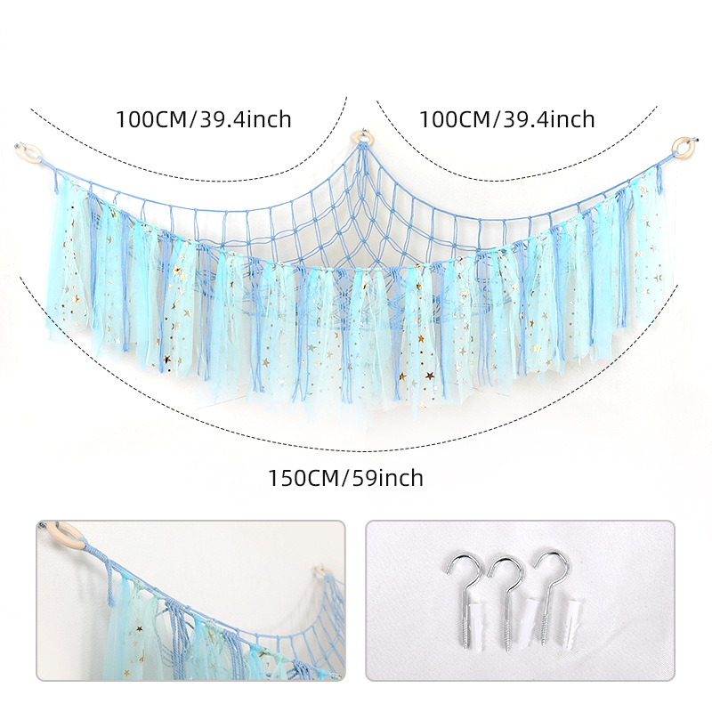 Ääreäärisega paelast puuvillast köiest nukuvõrgust tasku käsitsi kootud paelast kolmnurkse võrgust tasku hoiuvõrgust tasku puuvillast köiest seinale riputatav võrkkiik