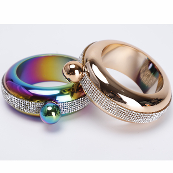 304 nerūdijančio plieno lazdelės formos deimantinė apyrankė, moteriška 3,5 uncijos apvali, padengta alkoholinių gėrimų butelio apyrankė, didelė gertuvė