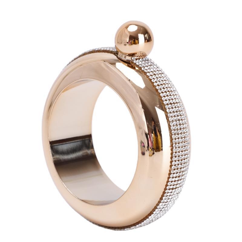 304 nerūdijančio plieno lazdelės formos deimantinė apyrankė, moteriška 3,5 uncijos apvali, padengta alkoholinių gėrimų butelio apyrankė, didelė gertuvė