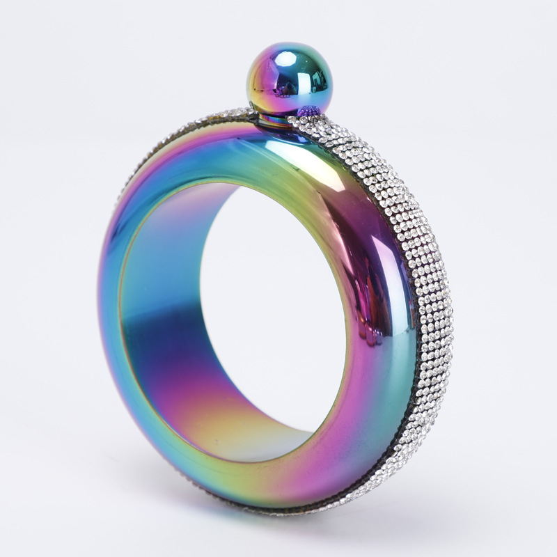 304 nerūdijančio plieno lazdelės formos deimantinė apyrankė, moteriška 3,5 uncijos apvali, padengta alkoholinių gėrimų butelio apyrankė, didelė gertuvė