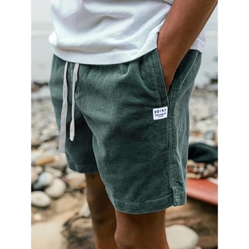 Férfi címkés foltos kordbársony rövidnadrág húzózsinórral, lezser