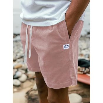 Мъжки ежедневни къси панталони от кадифе с връзки и кръпки