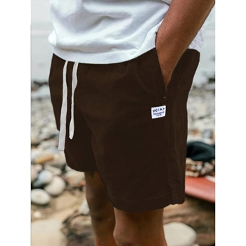 Мъжки ежедневни къси панталони от кадифе с връзки и кръпки