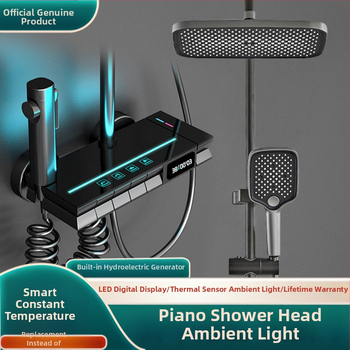 ✅ Σετ κεφαλής ντους με υπερτροφοδότηση για οικιακή χρήση, εξ ολοκλήρου από χαλκό, σταθερής θερμοκρασίας με φωτισμό περιβάλλοντος, τετράγωνο ανυψωτικό ντους μπάνιου