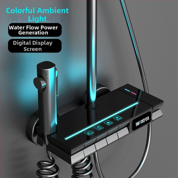 ✅ Σετ κεφαλής ντους με υπερτροφοδότηση για οικιακή χρήση, εξ ολοκλήρου από χαλκό, σταθερής θερμοκρασίας με φωτισμό περιβάλλοντος, τετράγωνο ανυψωτικό ντους μπάνιου