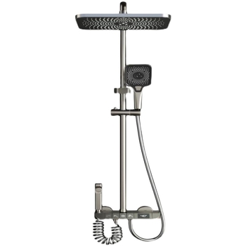 ✅ Σετ κεφαλής ντους με υπερτροφοδότηση για οικιακή χρήση, εξ ολοκλήρου από χαλκό, σταθερής θερμοκρασίας με φωτισμό περιβάλλοντος, τετράγωνο ανυψωτικό ντους μπάνιου