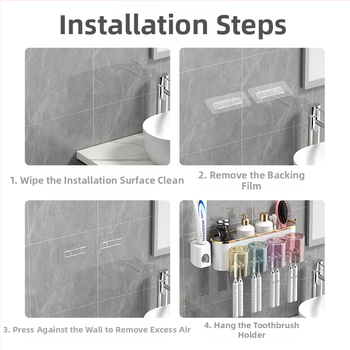 ✅ Βάση οδοντόβουρτσας, Κύπελλο στοματικού διαλύματος χωρίς τρυπάνι, Κύπελλο οδοντόβουρτσας, Επιτοίχιο κουτί αποθήκευσης μπάνιου, Σετ οδοντόβουρτσας