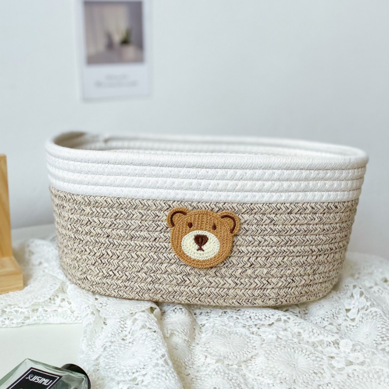 Coș de depozitare țesut din bumbac, coș de depozitare cu gustări drăguț, creativ acasă, cu telecomandă desktop, cutie de depozitare, coș de depozitare de noptieră