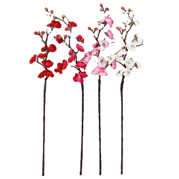 Μπουκέτο με κόκκινα άνθη δαμασκηνιάς, κλαδί άνθους ροδακινιάς, λουλούδι χειμωνιάτικο, πλαστικό ψεύτικο λουλούδι, λουλούδι εσωτερικής διακόσμησης σπιτιού, παρτίδα τεχνητών λουλουδιών