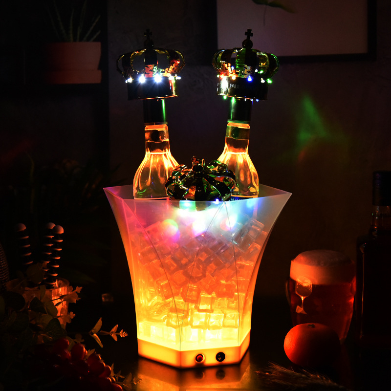 Tiesioginiai gamyklos pardavimai Kūrybinė rombo formos netaisyklinga šešiakampė šampano vyno statinė Ledo alaus statinė Spalvinga šviečianti ledo statinė