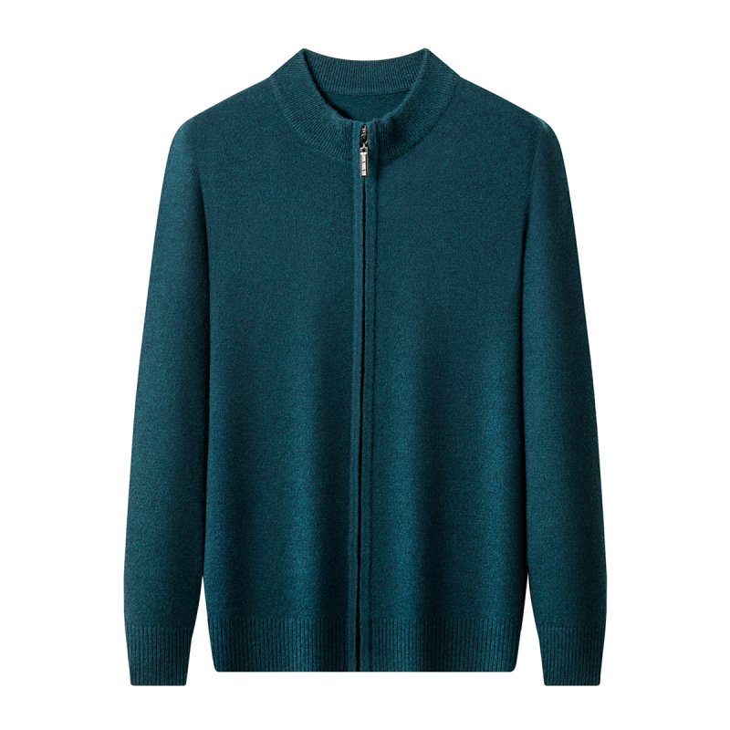 Pleteni kardigan s patentnim zatvaračem od ovčje vune, jesen i zima, čiste boje za mlade u korejskom stilu, ležerni kardigan s ovratnikom i stojećim ovratnikom