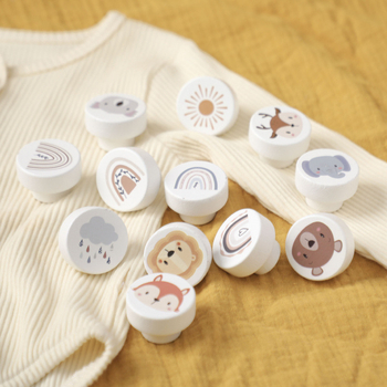 Ξύλινο σκανδιναβικό στυλ χαριτωμένο ουράνιο τόξο σε σχήμα ζώου στρογγυλό πόμολο συρταριού πολυλειτουργικό πόμολο λαβής συρταριού επίπλων