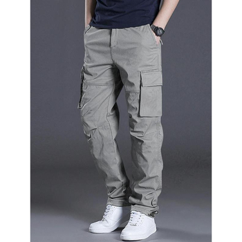 Férfi egyszínű, zsebes, utcai divatos, hétköznapi cargo nadrág