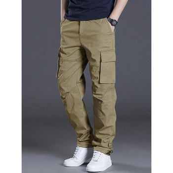 Férfi egyszínű, zsebes, utcai divatos, hétköznapi cargo nadrág