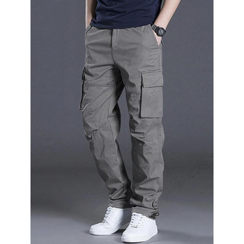 Férfi egyszínű, zsebes, utcai divatos, hétköznapi cargo nadrág