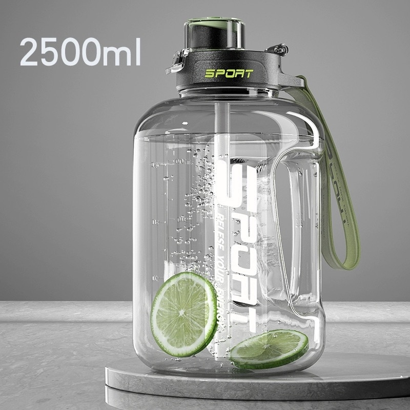 Nagy kapacitású műanyag pohár, magas hőmérsékletnek ellenálló víztartály, tonnás hordós fitnesz vízforraló, hordozható, cseppálló szívószálas űrpohár