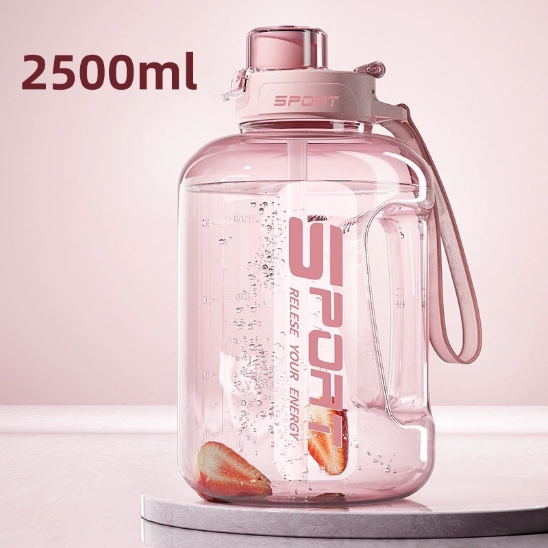 Nagy kapacitású műanyag pohár, magas hőmérsékletnek ellenálló víztartály, tonnás hordós fitnesz vízforraló, hordozható, cseppálló szívószálas űrpohár
