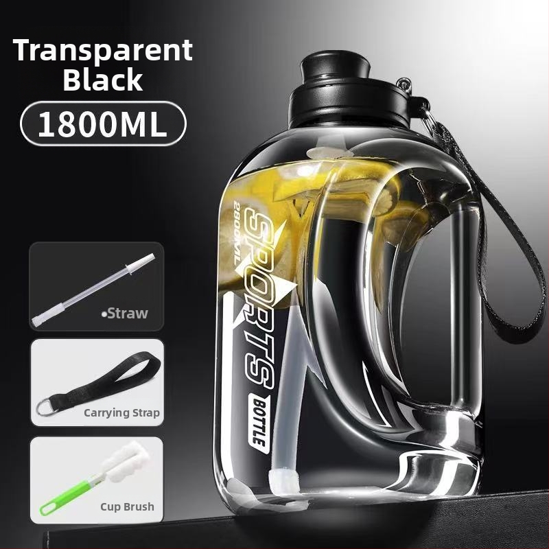 Nagy kapacitású műanyag pohár, magas hőmérsékletnek ellenálló víztartály, tonnás hordós fitnesz vízforraló, hordozható, cseppálló szívószálas űrpohár