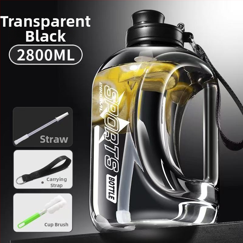 Nagy kapacitású műanyag pohár, magas hőmérsékletnek ellenálló víztartály, tonnás hordós fitnesz vízforraló, hordozható, cseppálló szívószálas űrpohár