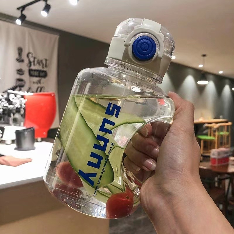 Nagy kapacitású műanyag pohár, magas hőmérsékletnek ellenálló víztartály, tonnás hordós fitnesz vízforraló, hordozható, cseppálló szívószálas űrpohár