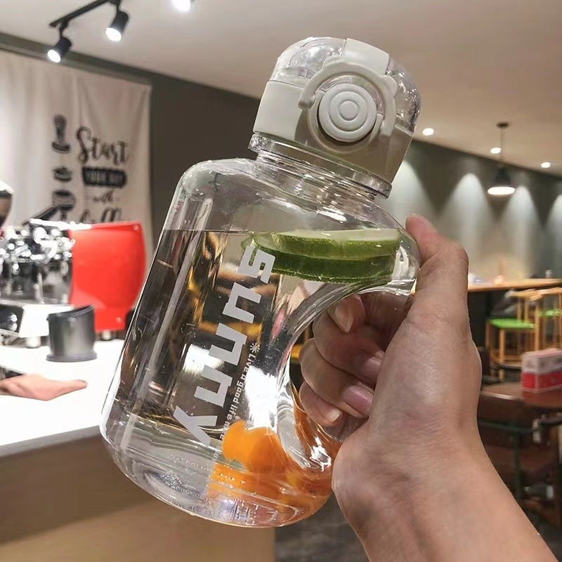 Nagy kapacitású műanyag pohár, magas hőmérsékletnek ellenálló víztartály, tonnás hordós fitnesz vízforraló, hordozható, cseppálló szívószálas űrpohár