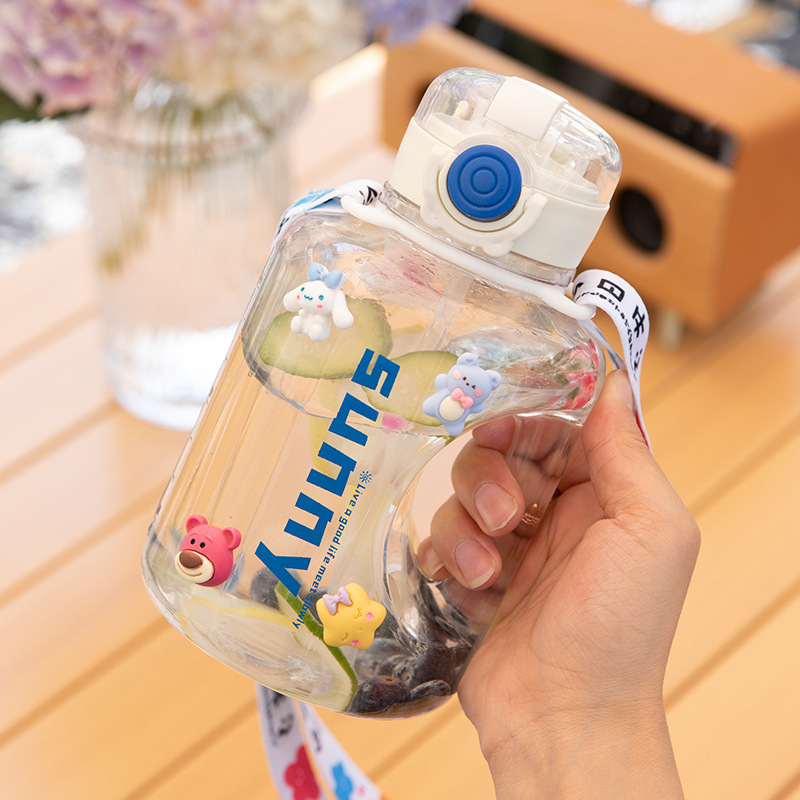 Nagy kapacitású műanyag pohár, magas hőmérsékletnek ellenálló víztartály, tonnás hordós fitnesz vízforraló, hordozható, cseppálló szívószálas űrpohár