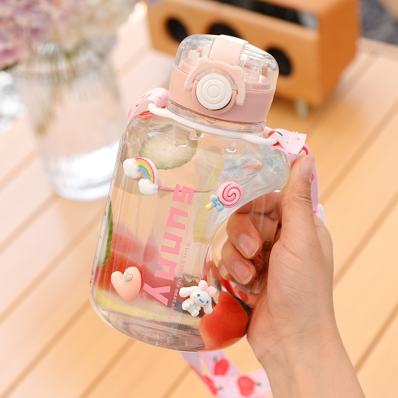 Nagy kapacitású műanyag pohár, magas hőmérsékletnek ellenálló víztartály, tonnás hordós fitnesz vízforraló, hordozható, cseppálló szívószálas űrpohár