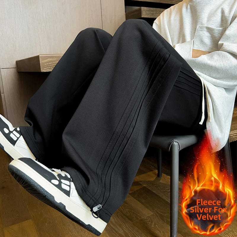 Moodsad brändi lahtised spordipüksid, meeste sügis- ja talvefliisvoodriga Ameerika stiilis retro laiad püksid, teismelise äravoolu vabaajapüksid, moodsad