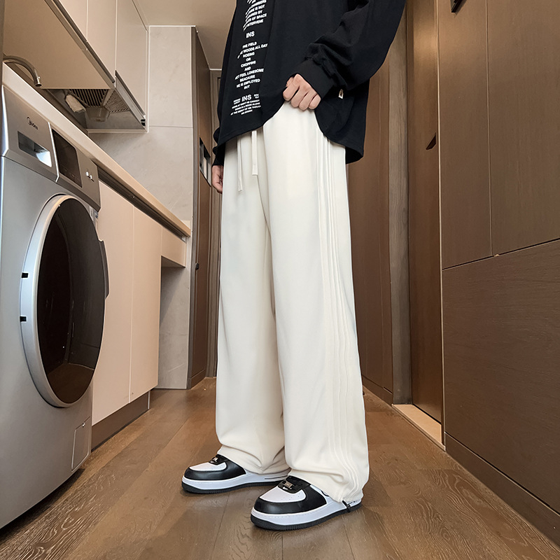 Moodsad brändi lahtised spordipüksid, meeste sügis- ja talvefliisvoodriga Ameerika stiilis retro laiad püksid, teismelise äravoolu vabaajapüksid, moodsad