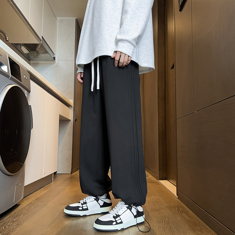 Moodsad brändi lahtised spordipüksid, meeste sügis- ja talvefliisvoodriga Ameerika stiilis retro laiad püksid, teismelise äravoolu vabaajapüksid, moodsad