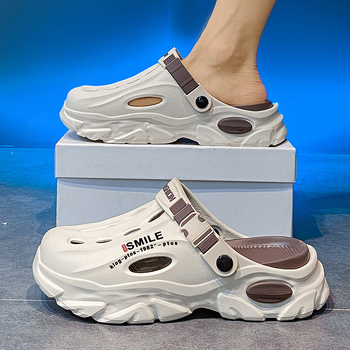 Vyriškos klumpės 2025 m. vasarai Naujos lauko paplūdimio šlepetės Universalios storapadės neslystančios dvigubos paskirties klumpės vidaus naudojimui Dropshipping