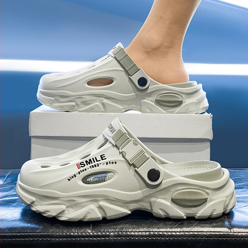 Vyriškos klumpės 2025 m. vasarai Naujos lauko paplūdimio šlepetės Universalios storapadės neslystančios dvigubos paskirties klumpės vidaus naudojimui Dropshipping