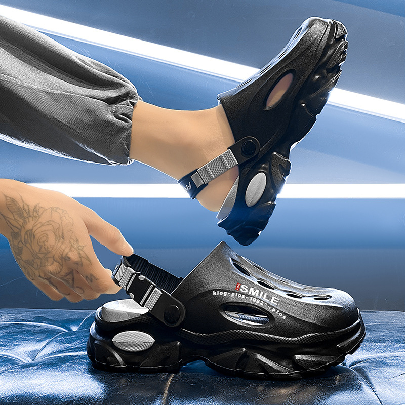 Vyriškos klumpės 2025 m. vasarai Naujos lauko paplūdimio šlepetės Universalios storapadės neslystančios dvigubos paskirties klumpės vidaus naudojimui Dropshipping