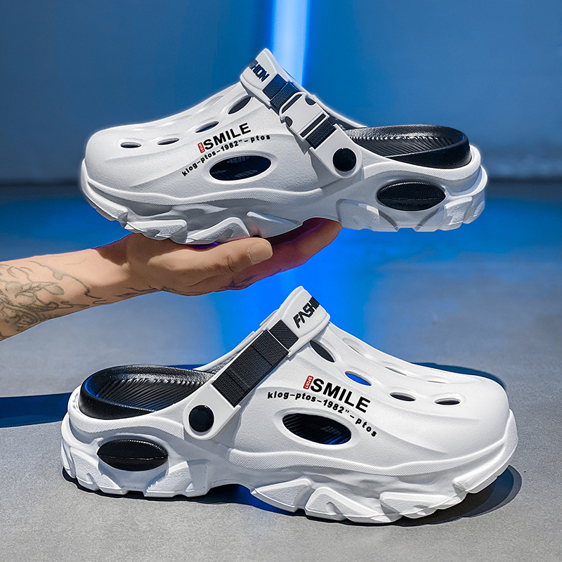 Vyriškos klumpės 2025 m. vasarai Naujos lauko paplūdimio šlepetės Universalios storapadės neslystančios dvigubos paskirties klumpės vidaus naudojimui Dropshipping