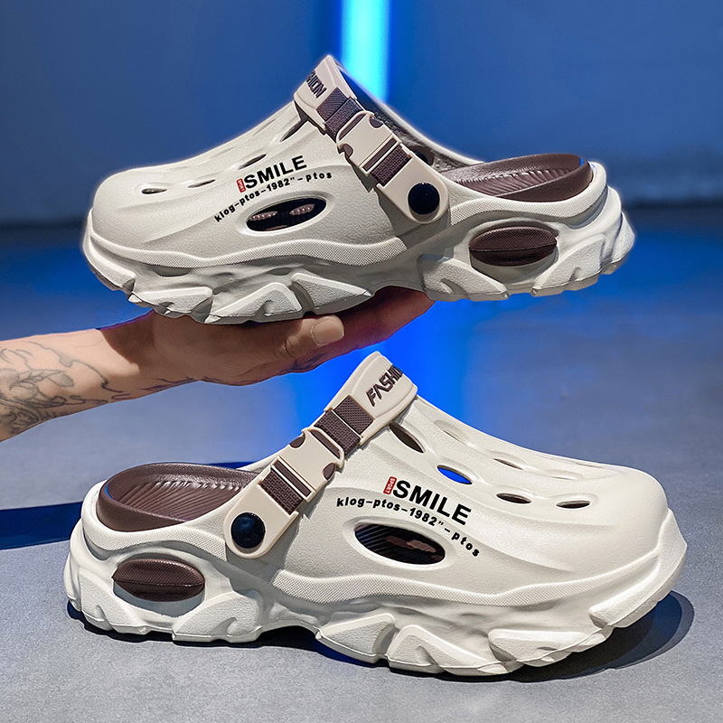 Vyriškos klumpės 2025 m. vasarai Naujos lauko paplūdimio šlepetės Universalios storapadės neslystančios dvigubos paskirties klumpės vidaus naudojimui Dropshipping