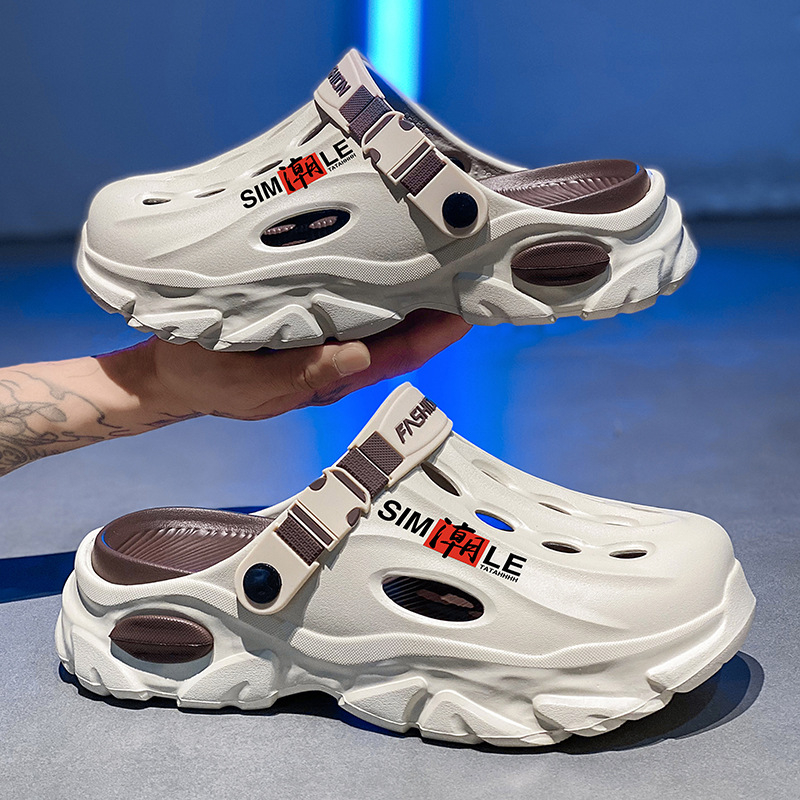 Vyriškos klumpės 2025 m. vasarai Naujos lauko paplūdimio šlepetės Universalios storapadės neslystančios dvigubos paskirties klumpės vidaus naudojimui Dropshipping