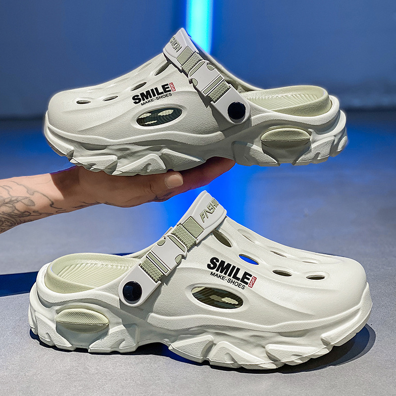 Vyriškos klumpės 2025 m. vasarai Naujos lauko paplūdimio šlepetės Universalios storapadės neslystančios dvigubos paskirties klumpės vidaus naudojimui Dropshipping