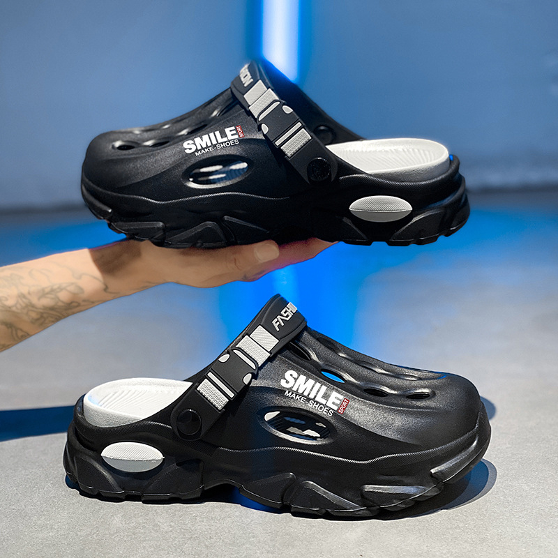 Vyriškos klumpės 2025 m. vasarai Naujos lauko paplūdimio šlepetės Universalios storapadės neslystančios dvigubos paskirties klumpės vidaus naudojimui Dropshipping