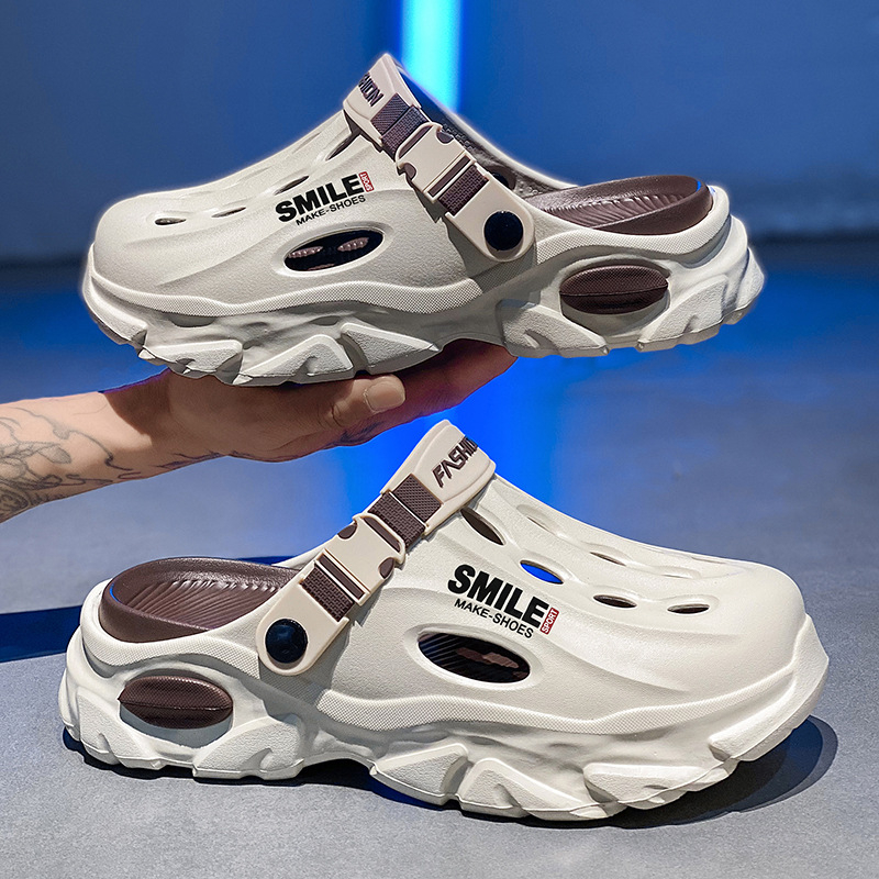 Vyriškos klumpės 2025 m. vasarai Naujos lauko paplūdimio šlepetės Universalios storapadės neslystančios dvigubos paskirties klumpės vidaus naudojimui Dropshipping