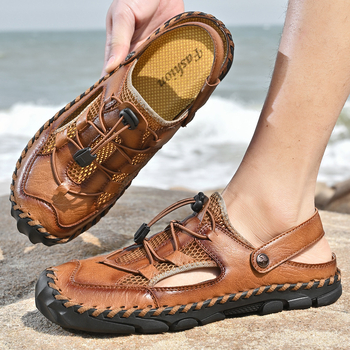 2025 m. vasarinės rankomis siūtos „Baotou“ korėjietiško stiliaus basutės, plius 48 dydžio, užsienio prekybos vyriški laisvalaikio batai, mada iš „Amazon“.