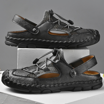 2025 m. vasarinės rankomis siūtos „Baotou“ korėjietiško stiliaus basutės, plius 48 dydžio, užsienio prekybos vyriški laisvalaikio batai, mada iš „Amazon“.