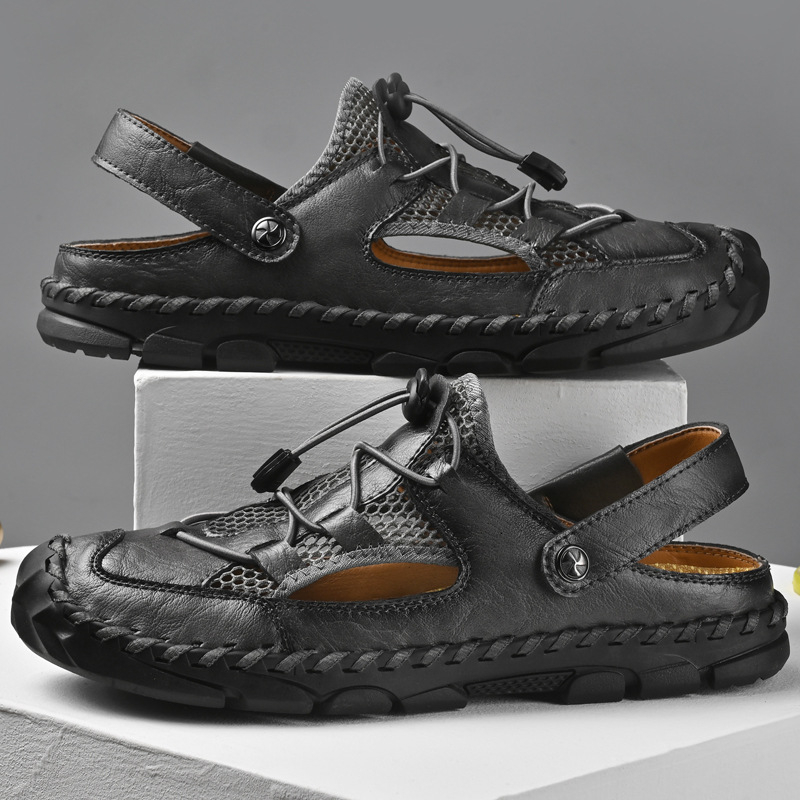 2025 m. vasarinės rankomis siūtos „Baotou“ korėjietiško stiliaus basutės, plius 48 dydžio, užsienio prekybos vyriški laisvalaikio batai, mada iš „Amazon“.