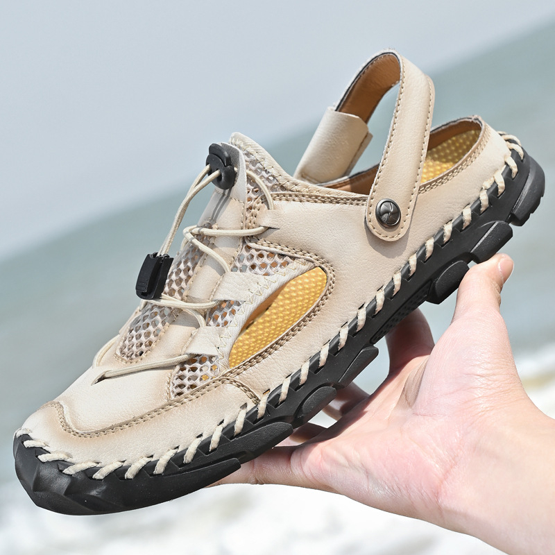 2025 m. vasarinės rankomis siūtos „Baotou“ korėjietiško stiliaus basutės, plius 48 dydžio, užsienio prekybos vyriški laisvalaikio batai, mada iš „Amazon“.