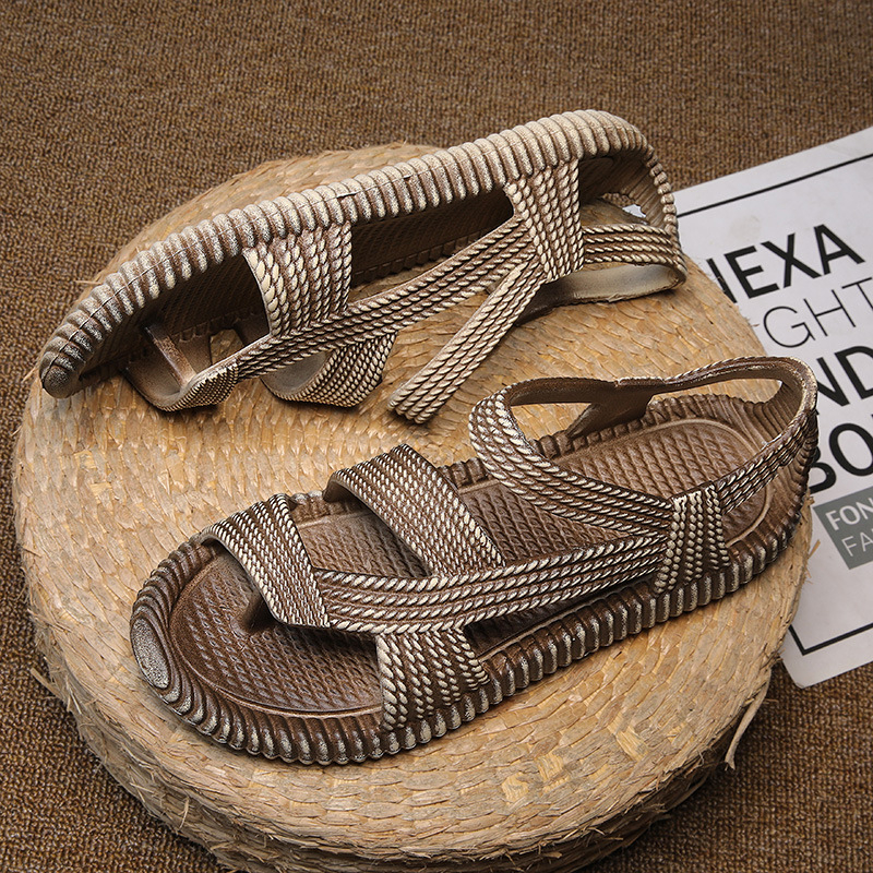 Vasarinės retro etninės vietnamiečių basutės vyrams ir moterims, plius dydžio, tarpvalstybinės kūrybinės kompiliacijos poroms, paplūdimio basutės poroms, šiaudiniai batai
