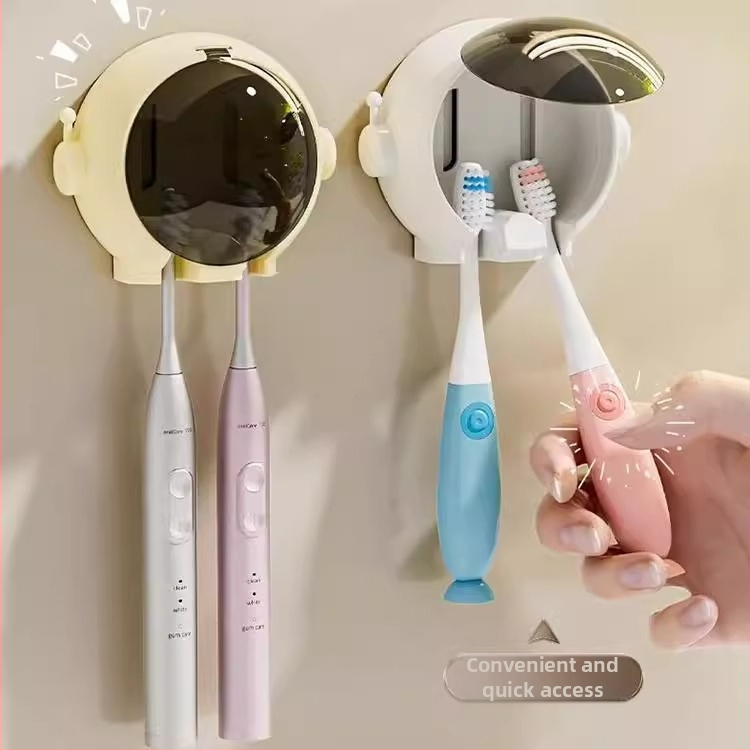 Dantų šepetėlių stovas, montuojamas ant sienos, be perforatorių, animacinis, tualeto, vonios kambario, elektrinių dantų šepetėlių sieninis stovas