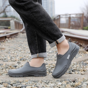 Pārrobežu modes īsie mucas lietus zābaki vīriešu universālie virsdrēbes ūdens apavi neslīdoši virtuves gumijas apavi ūdensizturīgi nodilumizturīgi automazgātavas apavi vasarai