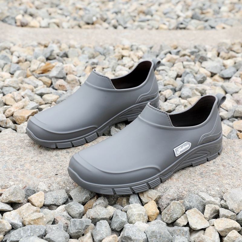 Pārrobežu modes īsie mucas lietus zābaki vīriešu universālie virsdrēbes ūdens apavi neslīdoši virtuves gumijas apavi ūdensizturīgi nodilumizturīgi automazgātavas apavi vasarai