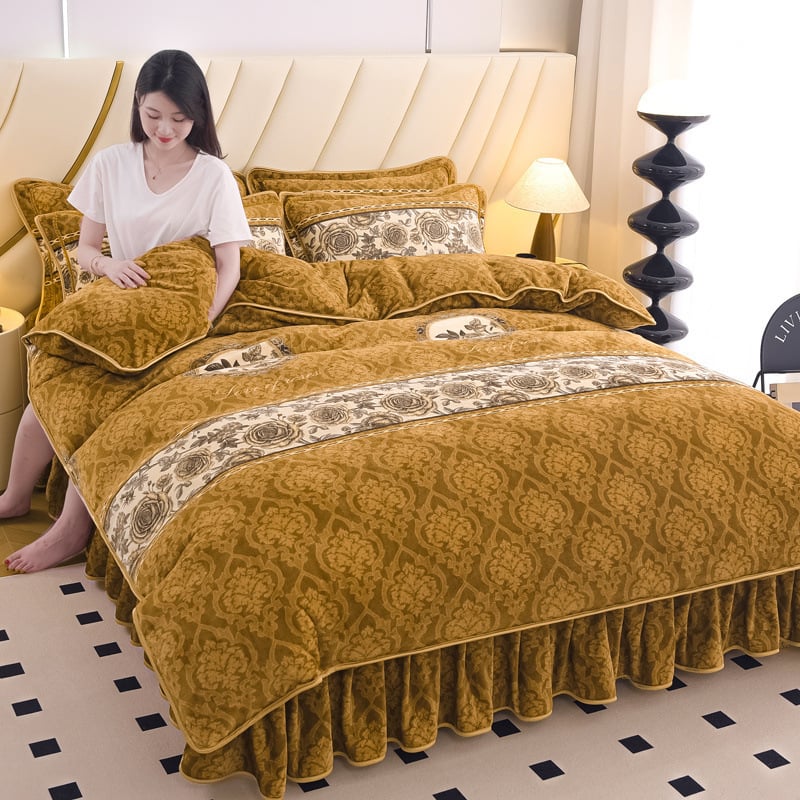 Sustorintas pieno flisas Koralinis flisas Keturių dalių komplektas Šiltas Dvipusis Flanelinis Trijų dalių komplektas Fliso Antklodės Užvalkalas Patalynė