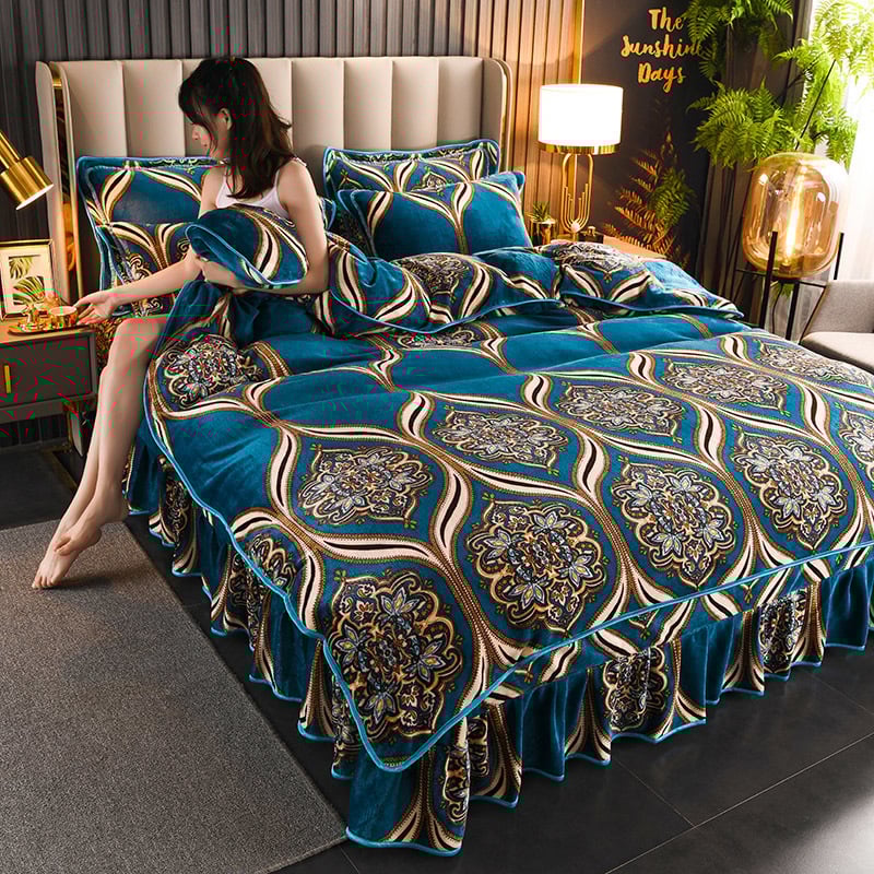 Sustorintas pieno flisas Koralinis flisas Keturių dalių komplektas Šiltas Dvipusis Flanelinis Trijų dalių komplektas Fliso Antklodės Užvalkalas Patalynė